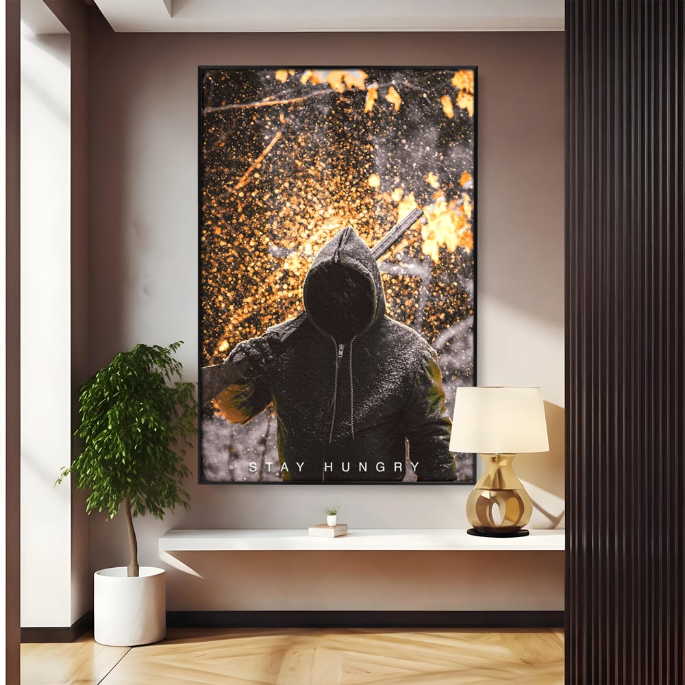 Tablou canvas cu tablou canvas cu silueta motivationala, in rama de aluminiu negru